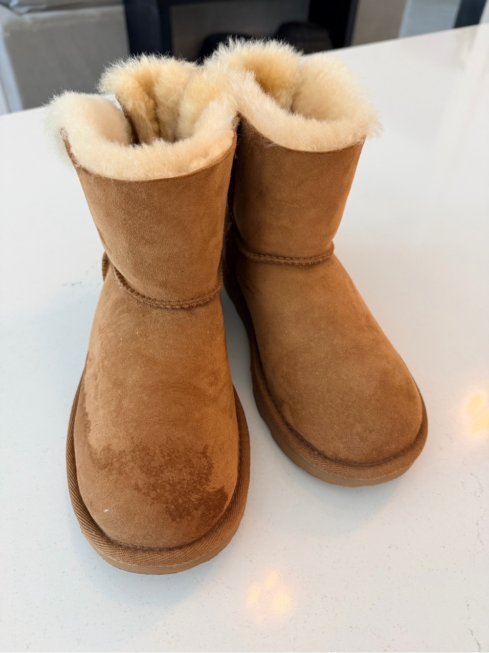 UGG Bailey Bow Mini Boot in Chestnut - Picture 2 of 7
